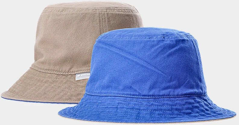 Men's reversible bucket hat 4F - beige/blue