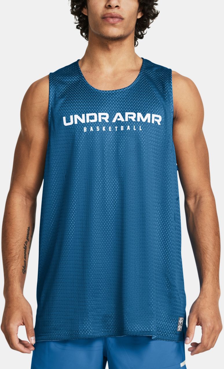 Modré pánske športové tielko Under Armour Baseline Reversible Tank
