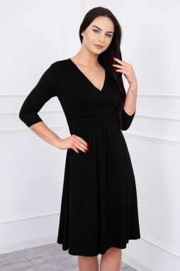 Dress with neckline under the bust, 3/4 sleeves black
