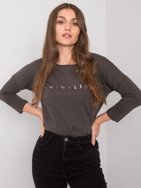 Dark khaki cotton blouse with Cantrice lettering
