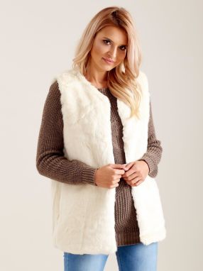 Dámska vesta Fashionhunters Ecru