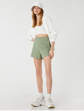 Koton Relaxed-Cut Shorts. The waist is thick, elasticized.