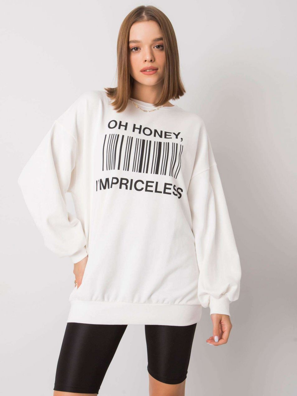 Ecru hoodie with inscription