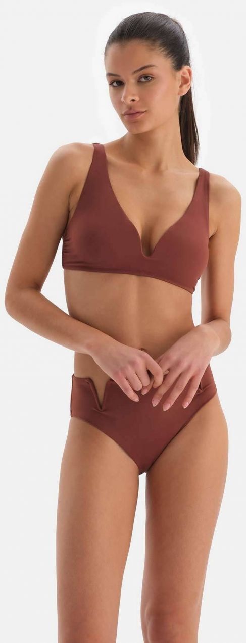 Dagi hnedý trojuholník široký V drôtený prameň bikiny top