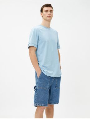 Koton Basic T-shirt Crew Neck Sleeve Detail.