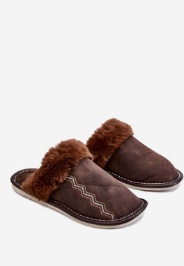 Men's warm slippers with fur Aron brown