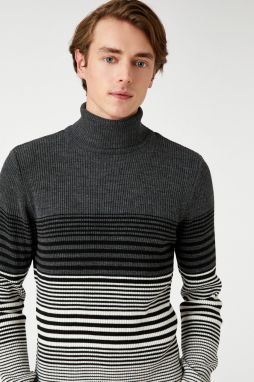Sveter s rolákom Koton Basic Knitwear, farebný blok.