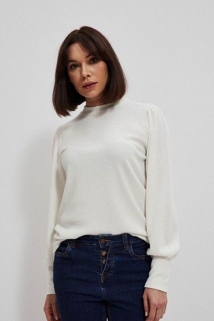 Sweatshirt with puffed sleeves and turtleneck