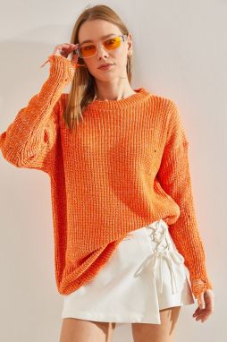 Bianco Lucci Women's Muline Oversize Ripped Detailed Knitwear Sweater