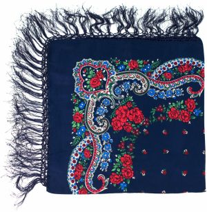 Art Of Polo Woman's Shawl Sz18148 Navy Blue