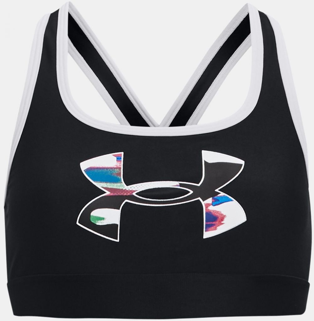 Čierna dievčenská športová podprsenka Under Armour G Crossback Graphic