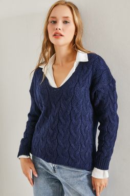 Bianco Lucci Women's Hair Braid Patterned Knitted Sweater