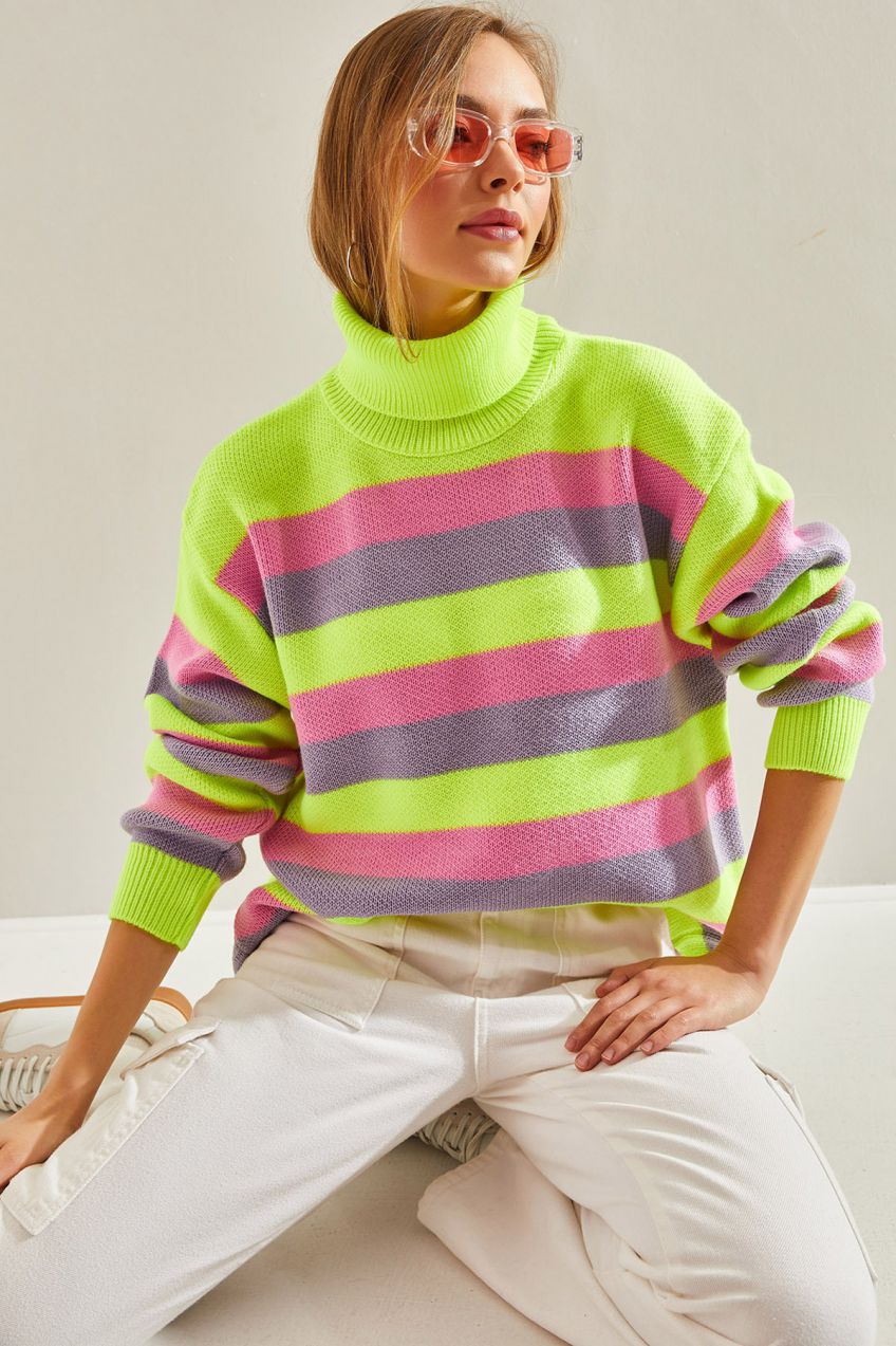 Bianco Lucci Women's Turtleneck Knitwear Sweater