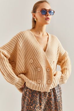 Bianco Lucci Women's Braided Six-Button Knitwear Cardigan