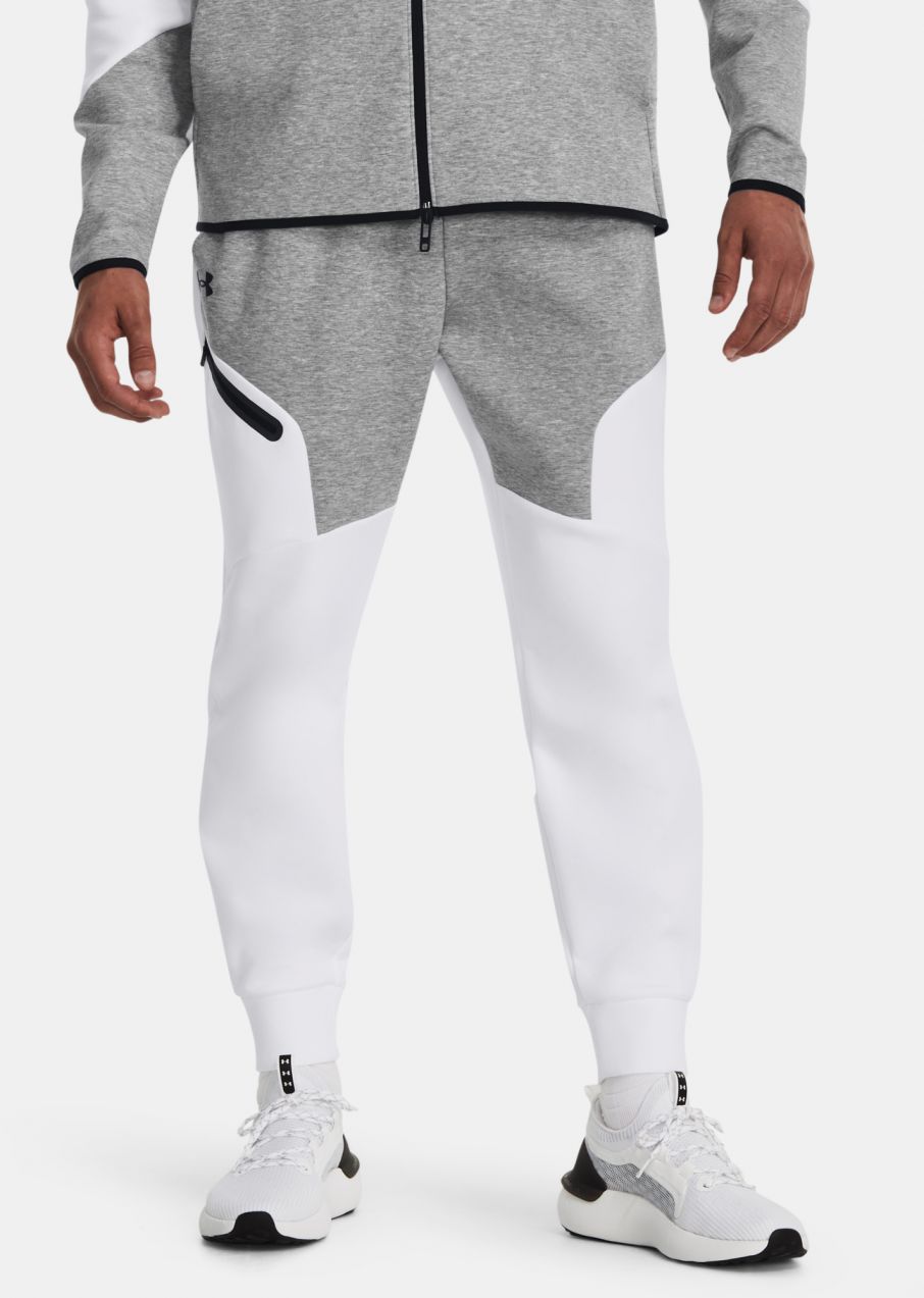 Šedo-biele športové tepláky Under Armour UA Unstoppable Flc Joggers