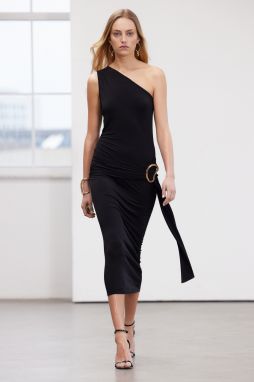 Trendyol Limited Edition Black Maxi Flexible Knitted Pencil Dress with Accessory Detail