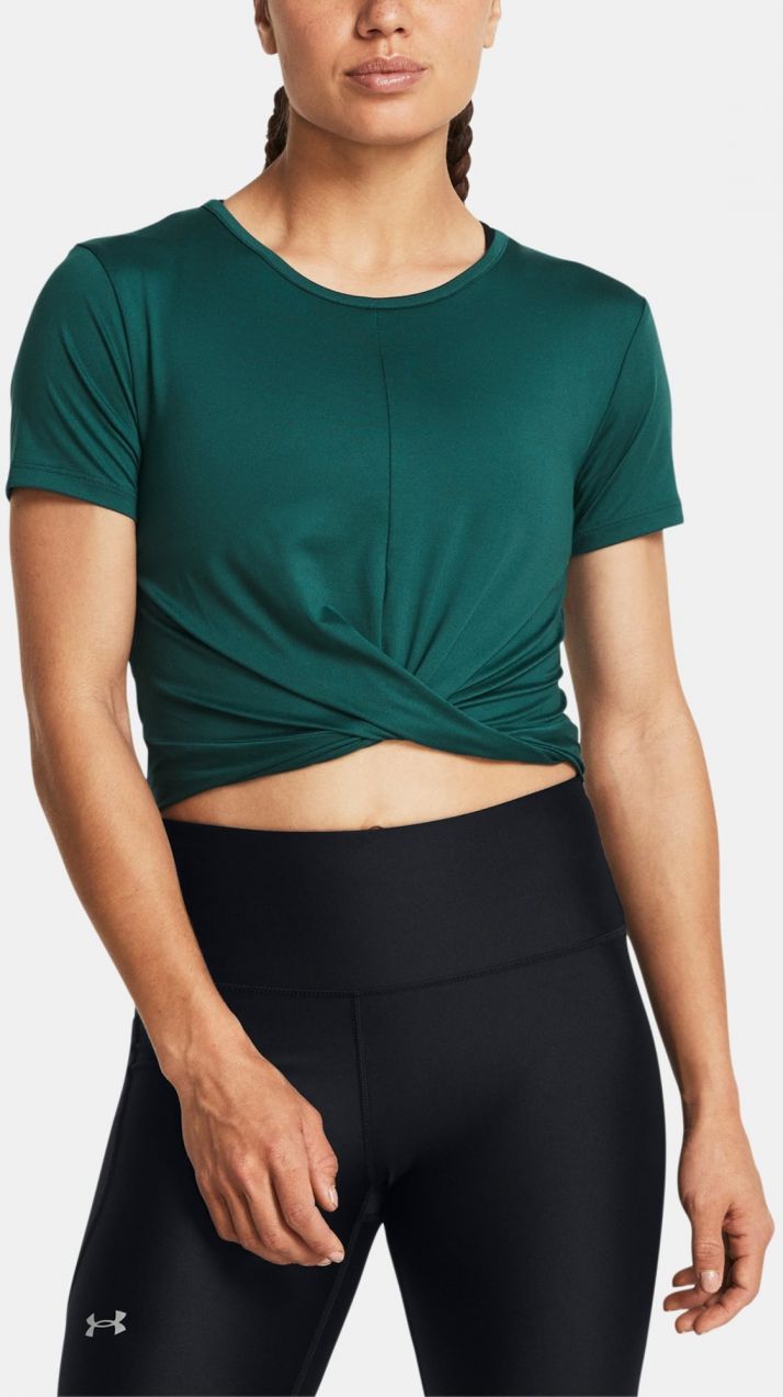 Tmavozelené športové tričko Under Armour Motion Crossover Crop SS