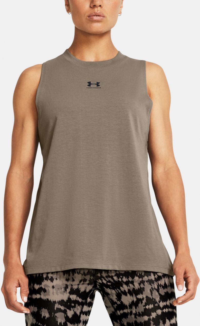 Hnedé športové tielko Under Armour Campus Muscle Tank