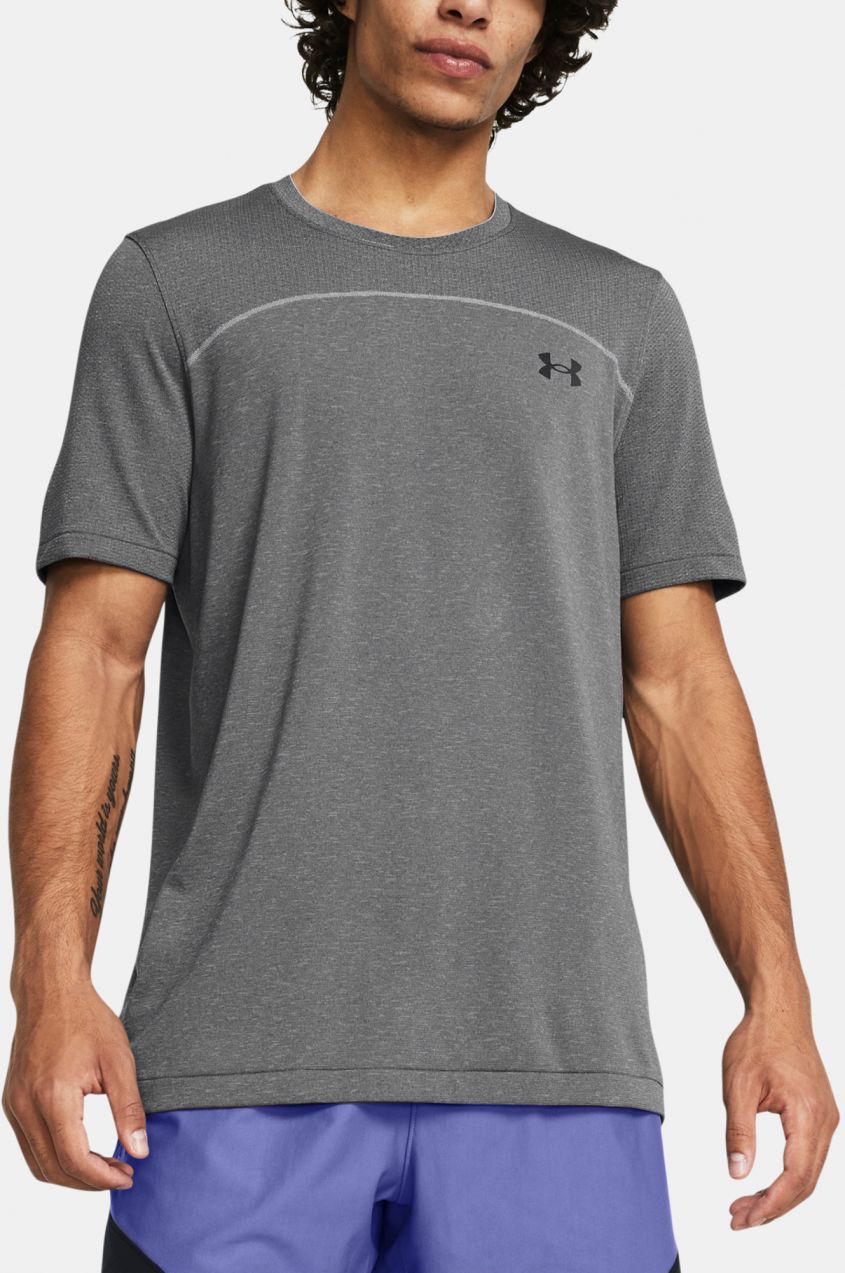 Šedé športové tričko Under Armour UA Rush Seamless Wordmark SS