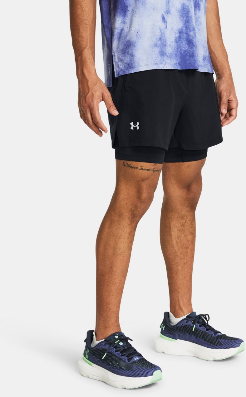 Čierne športové kraťasy Under Armour UA LAUNCH 5'' 2-IN-1 SHORTS
