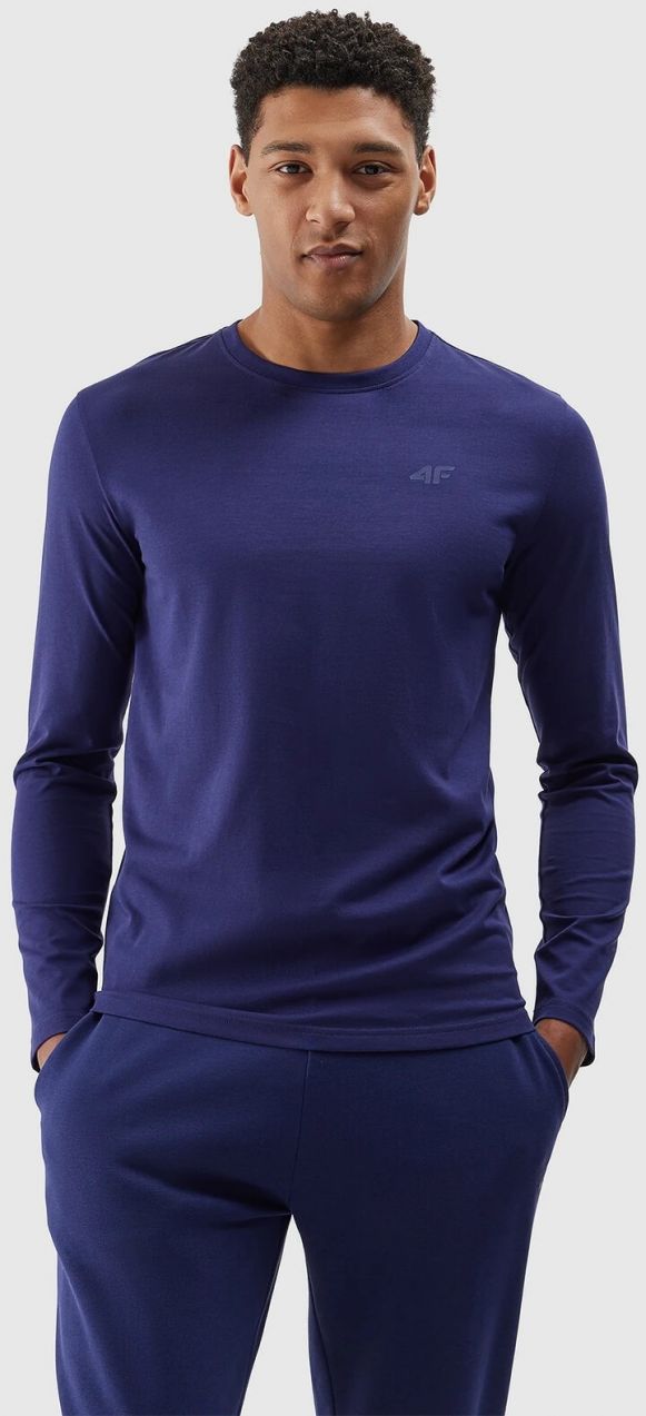 Men's Plain 4F Long Sleeves T-Shirt - Navy Blue