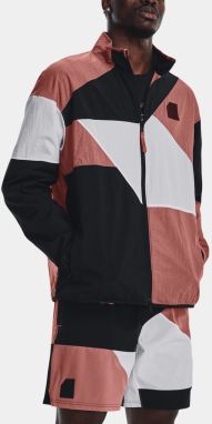 Čierno-tehlová pánska vzorovaná športová bunda Under Armour Curry FZ Woven