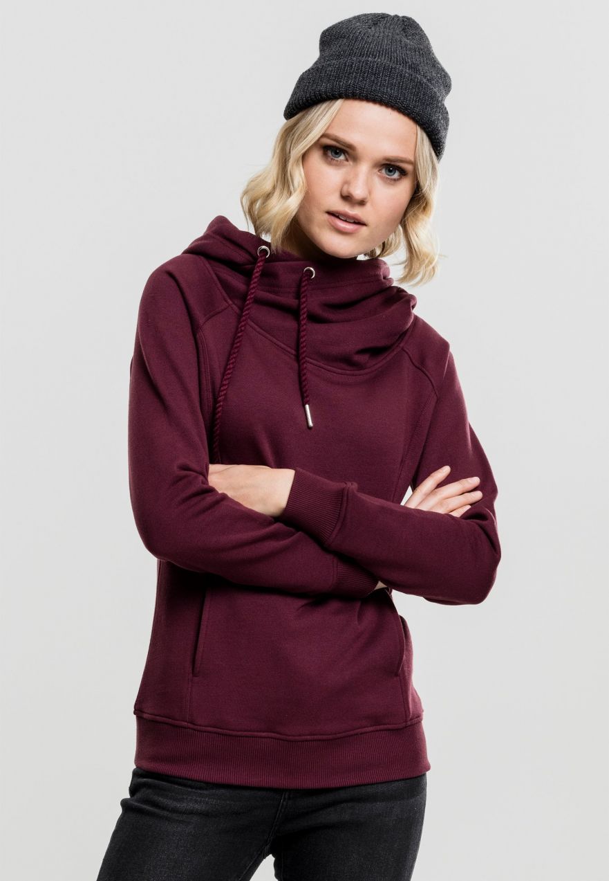 Danish Raglan High Neck Hoody - Cherry