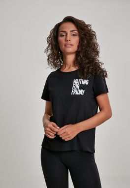 Ladies Waiting For Friday Box Tee Black