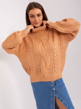Peach oversize sweater with cables