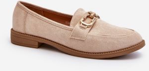 Suede Women's Flat Loafers Beige Misal