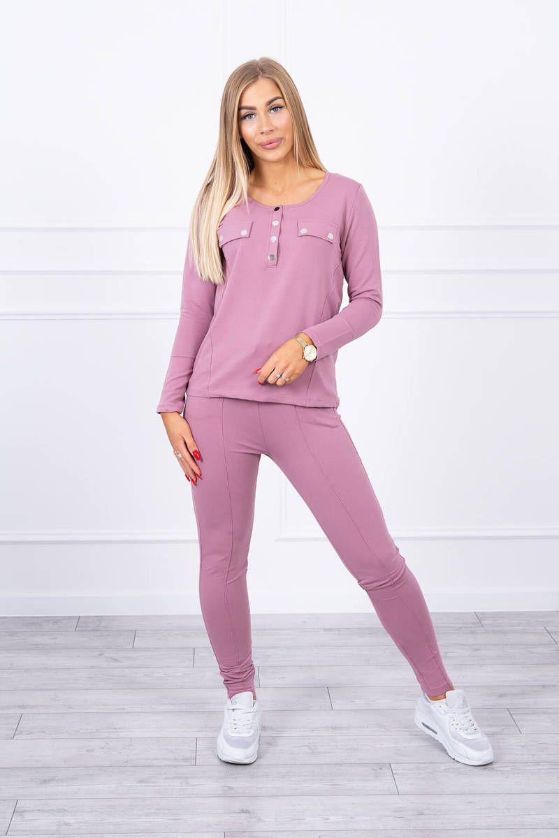 Set with press-stud fasteners dark pink