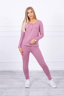 Set with press-stud fasteners dark pink