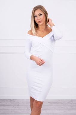 Dress with white V-neck