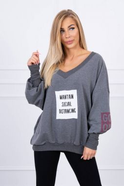 Graphite oversize sweatshirt with V-neck