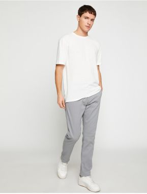 Koton Basic Gabardínové Nohavice Slim Fit s Gombíkovými Vreckami Detailne