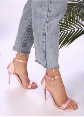 Dámske Slyva Powder Pink Saténové Lodičky s Jedným Remienkom od Shoeberry