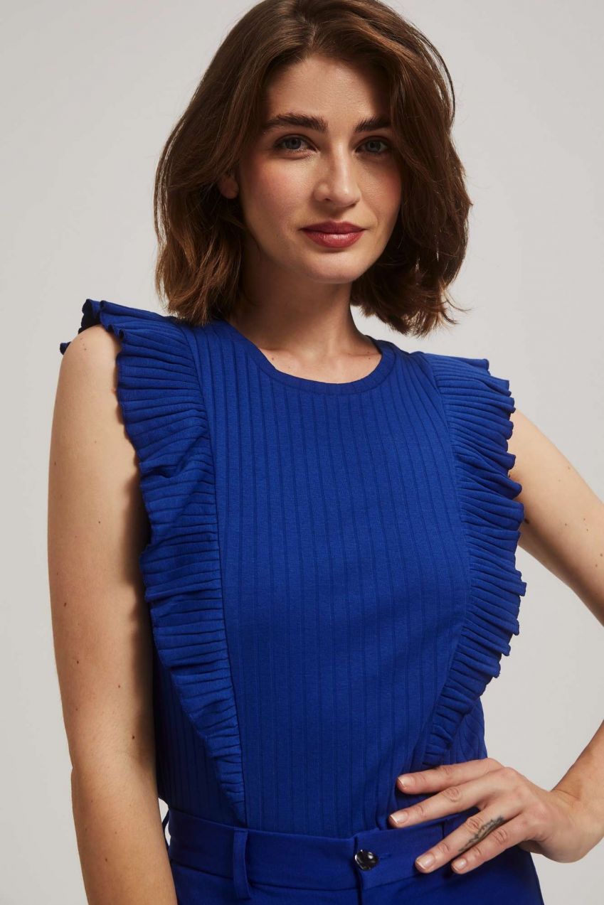Ribbed T-shirt with ruffles