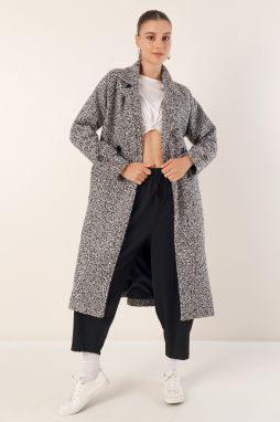 Bigdart 9120 Dvojradový golierový boucle kabát - čierny