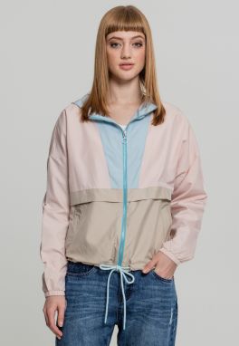 Women's 3-Tone Oversize Windbreaker Light Pink/Babyblue/Sand