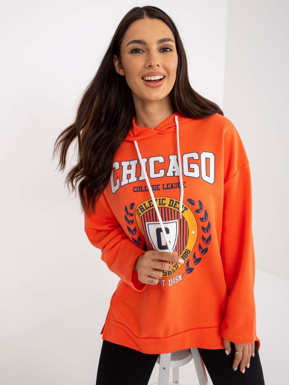 Long orange sweatshirt with print
