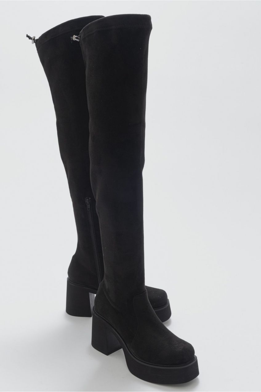 LuviShoes Eleva dámske čierne semišové členkové topánky