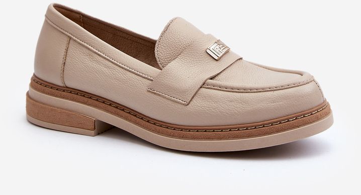 Women's leather loafers Zazoo, beige