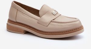 Women's leather loafers Zazoo, beige