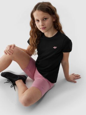 Girls' smooth T-shirt 4F - black