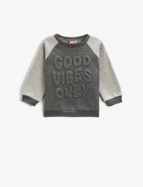 Koton Crew Neck farebný blok reliéfna mikina