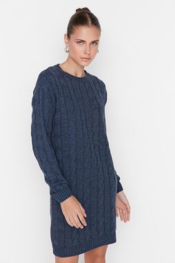 Trendyol Navy Blue Pletené detailné svetrové šaty