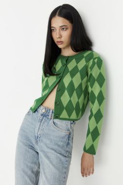 Trendyol zelený crop pletený kardigán