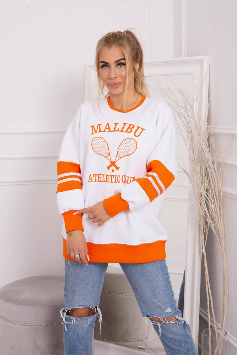 Malibu Insulated Sweatshirt White + Orange