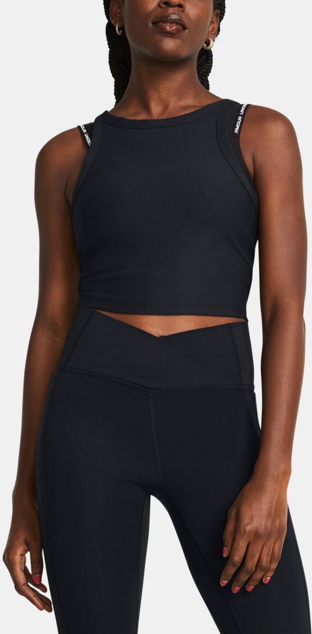 Čierne športové tielko Under Armour Meridian Rib Crop Tank