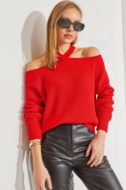 Bianco Lucci Women's Cross-Strap Knitwear Sweater